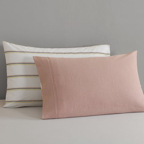 Royal Comfort Hemp Braid Quilt Cover Set - King - Dusk Pink Stripe