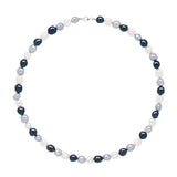 Necklace Baroque Baroque Freshwater Pearl White & Black 8-9mm