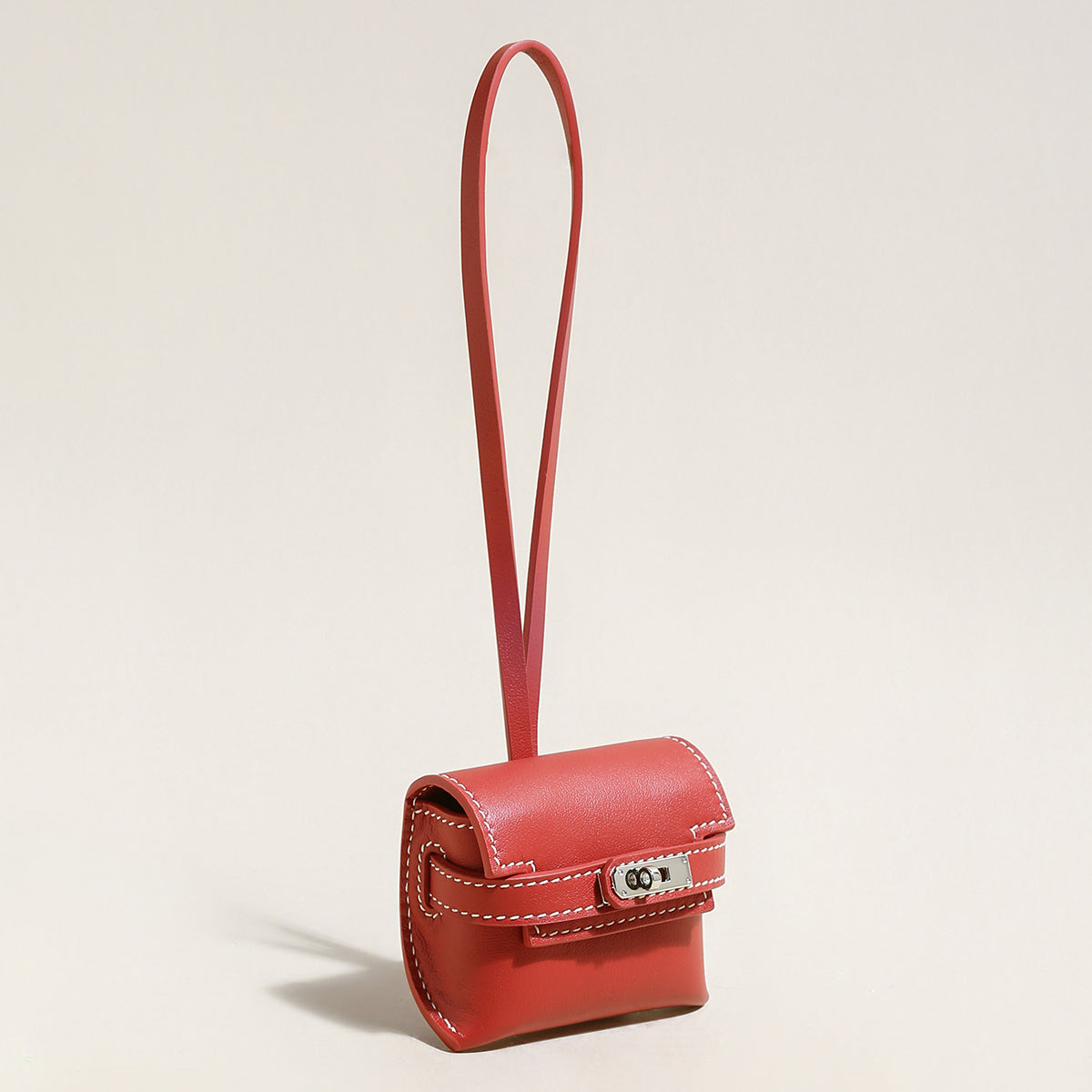 Leather Crafted AirPods Case Wrist Pouch - Red