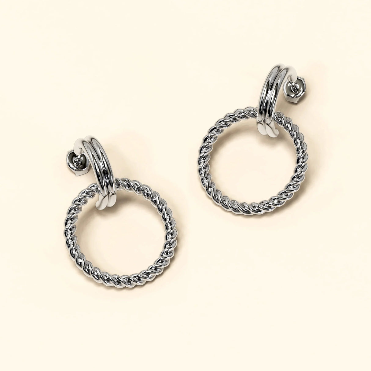 Bullion Gold Exquisite Round White Gold Drop Earrings