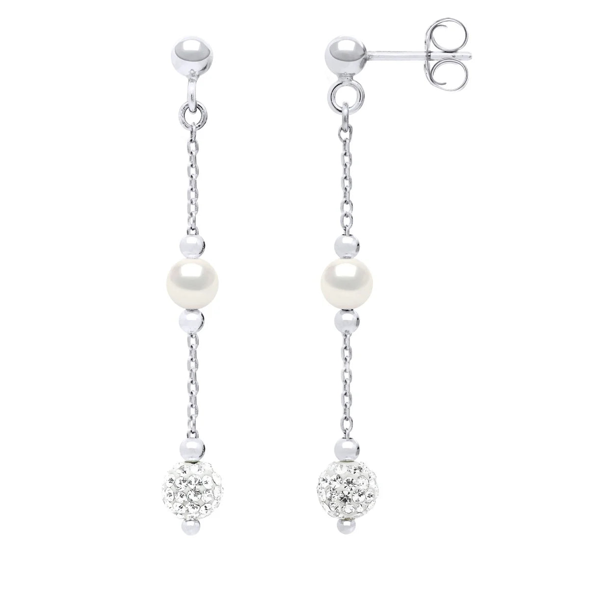 Drop Earrings Freshwater Pearl White Sterling Silver 5-6mm