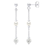 Drop Earrings Freshwater Pearl White Sterling Silver 5-6mm