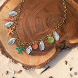 Bullion Gold Beaded Summer Sea Charm Gold Necklace