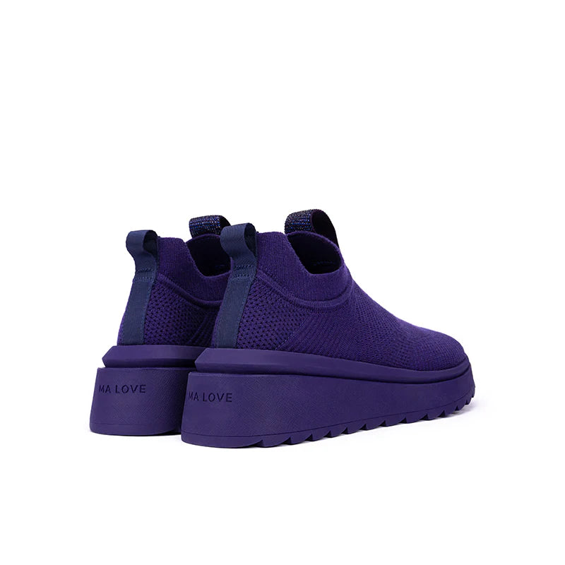 Slip-On Knit Wedge Sneakers - Purple