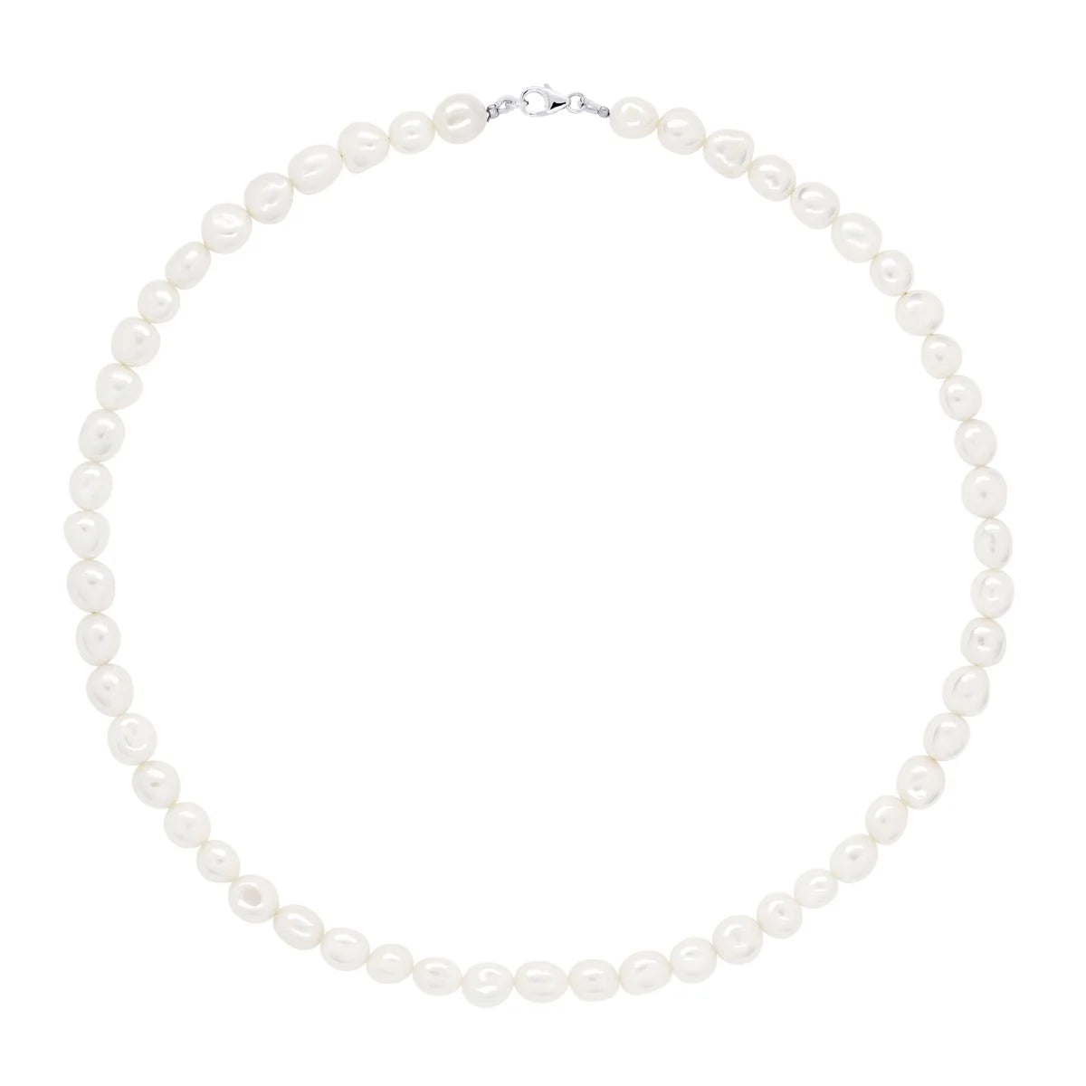 Necklace Baroque Baroque Freshwater Pearl White Sterling Silver 8-9mm 42cm
