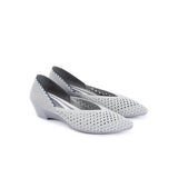 Open Weave Pointed Toe Wedge Work Shoes - Grey