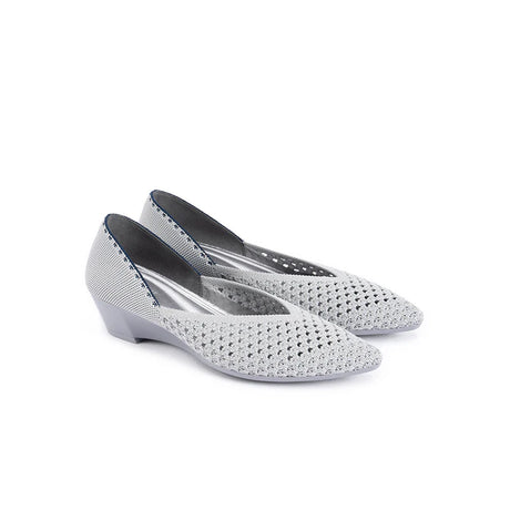 Open Weave Pointed Toe Wedge Work Shoes - Grey