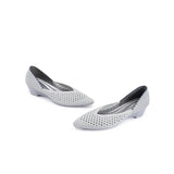 Open Weave Pointed Toe Wedge Work Shoes - Grey