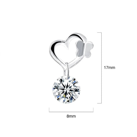 Solid 925 Sterling Silver Butterfly in Love Earrings