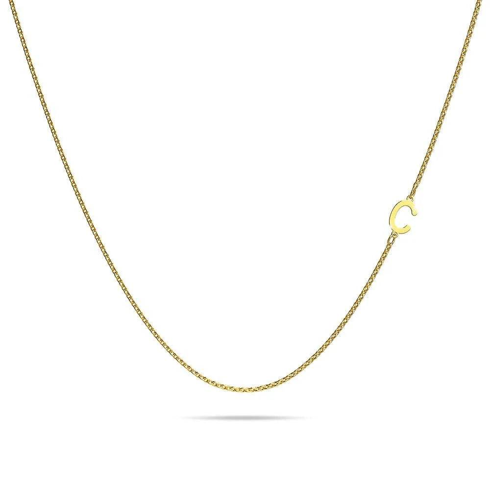 Bullion Gold Bold Alphabet Letter Initial Charm Necklace in Gold Tone