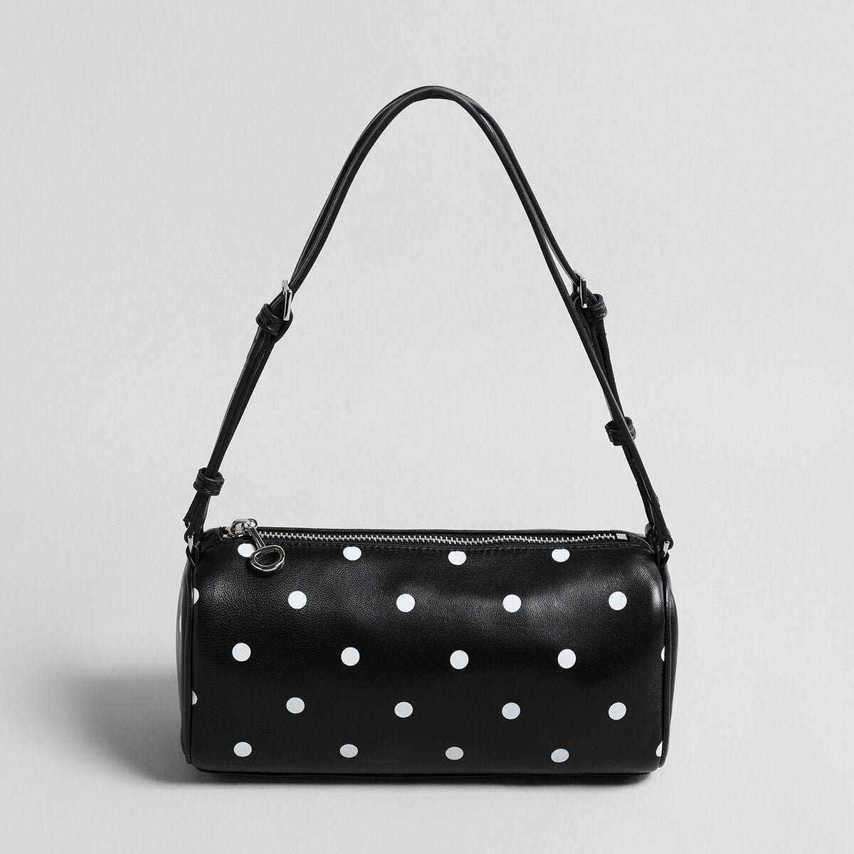 Polka Dot Cylinder Pillow Bag - Black