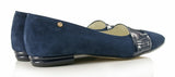 Bosccolo Womens Ballerina Pas - Navy Blue Suede/Lacquered