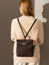 Madison Structured Leather Convertible Backpack - Chocolate