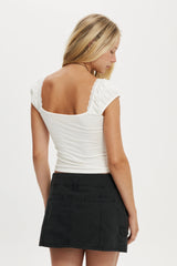 Cotton On Women's Annie Lace Tee - Vintage White