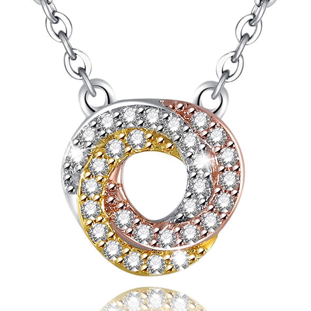 Bullion Gold Tina Shiny Swirl Tri Tone Layered Necklace