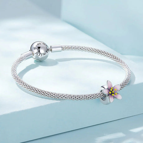 Solid 925 Signature Silver Gift Of Sakura Charm