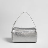 Patent Embossed Calfskin Cylinder Bag - Silver