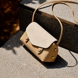 Nalandu Duo-Tone Apricot Sand Flap Crossbody Shoulder Bag - Apricot