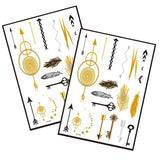 Metallic Temporary Tattoo Gold Silver Glitter Party Body Sticker Waterproof 2 Sheets 065
