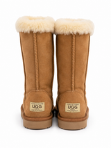 Australian Leather Ugg Tall Fur Cuff Lace Up - Chestnut - AU6
