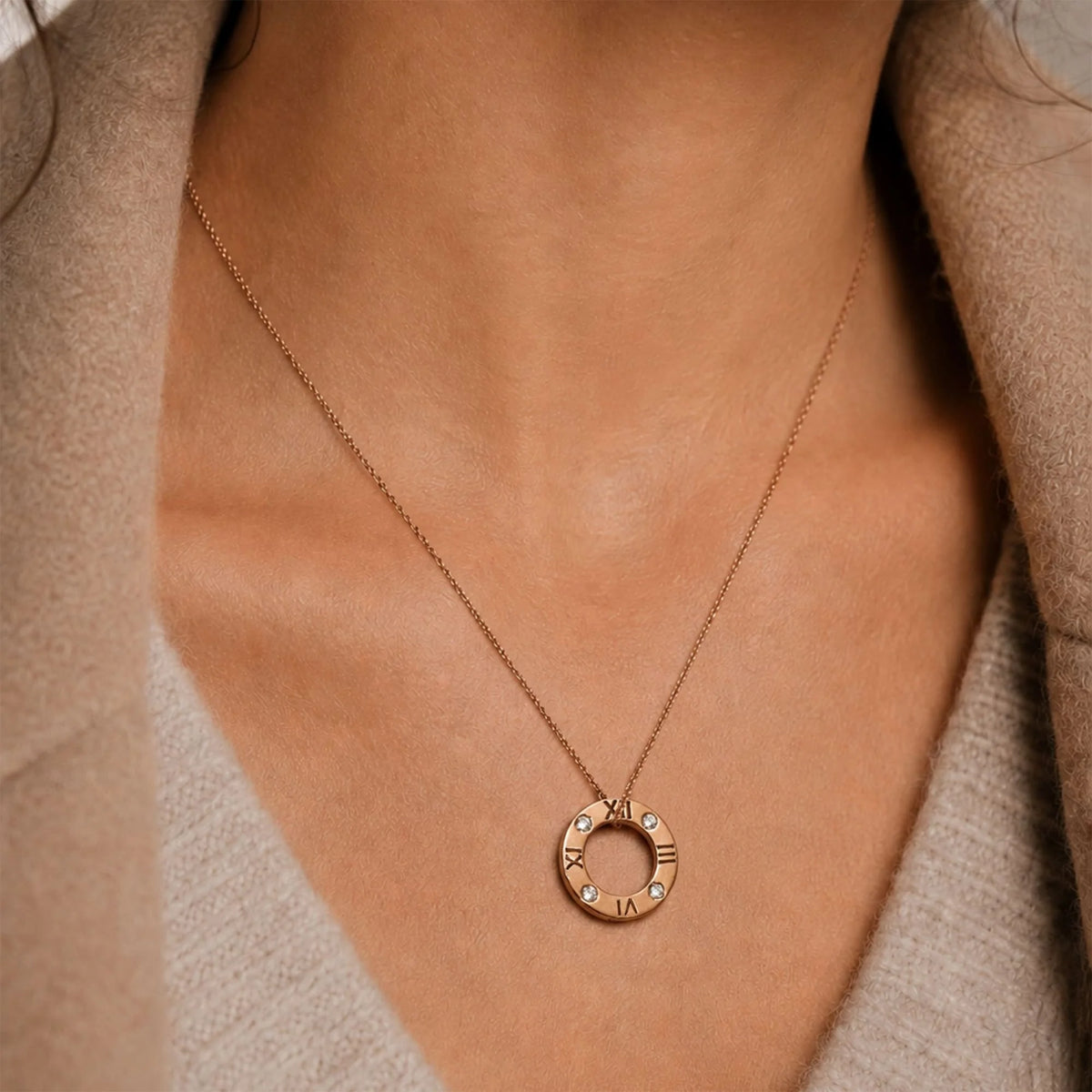 Bullion Gold Roman Numeral Necklace