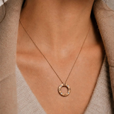 Bullion Gold Roman Numeral Necklace
