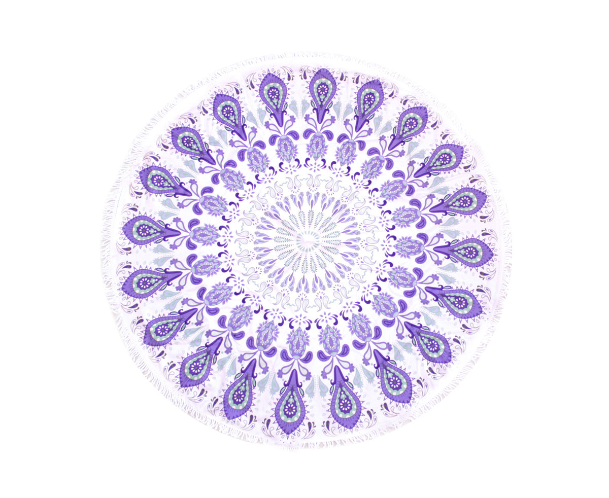 TODO Luxury Thick Microfiber Round Beach Towel Throw Rug Ttowel Purple Peacock