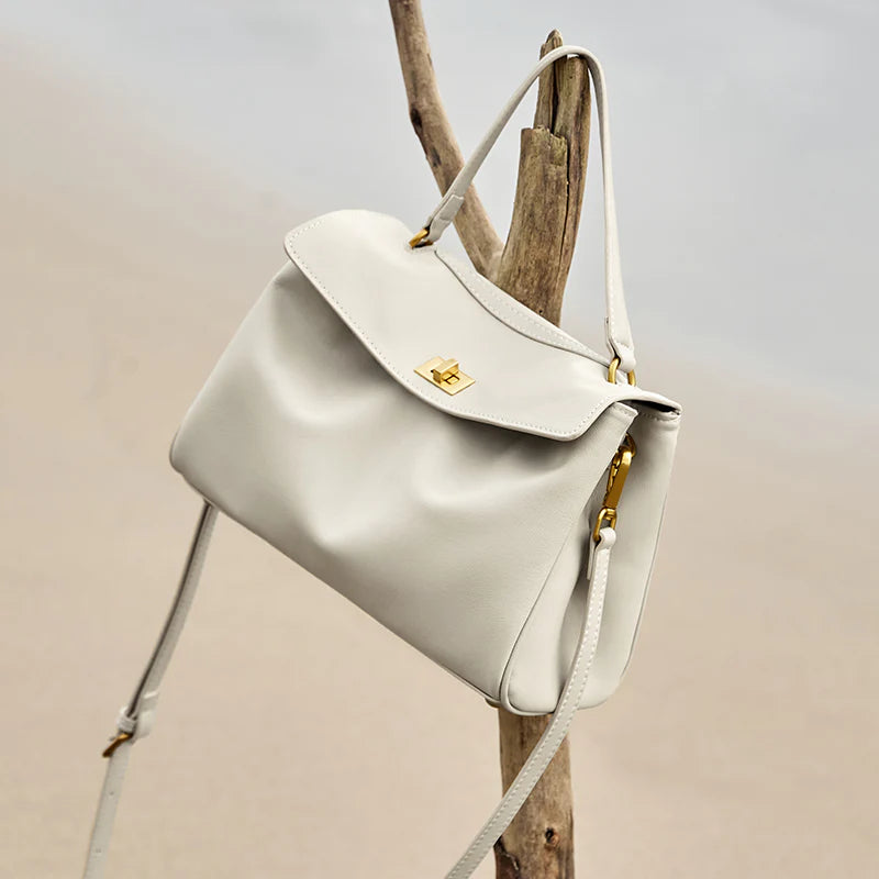 Nalandu Cloud Leather Satchel Bag - Ivory