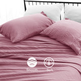 Ramesses Pebble Wash Linen Alternative Sheet Set  - Classic Rose