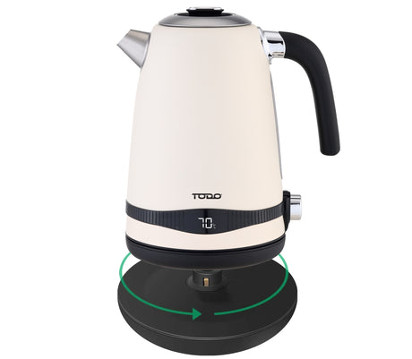 TODO 1.7L Stainless Steel Cordless Kettle Keep Warm Electric Led Water Jug - Cream