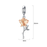 Solid 925 Sterling Silver Belle Rose Pandora Inspired Charm