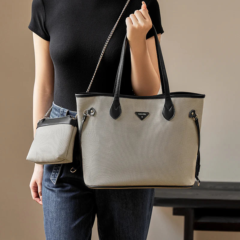 Nalandu Raleigh Large Capacity Canvas Commuter Tote Bag - Grey