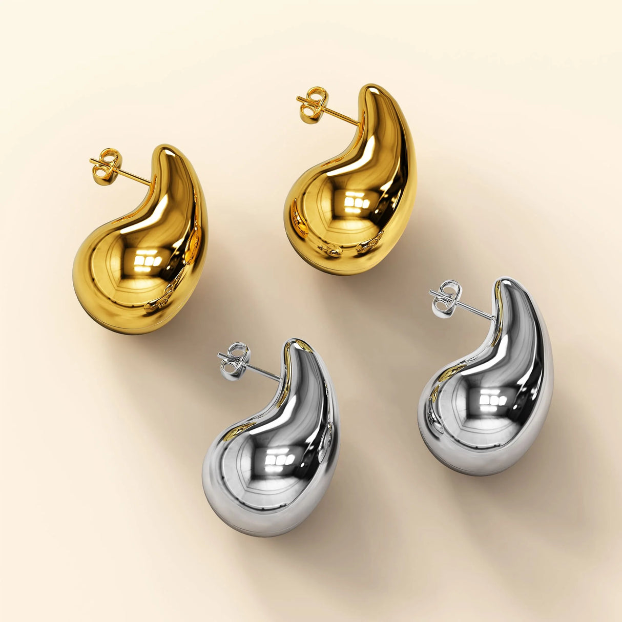 Bullion Gold Raindrop Gold layered Stud Earrings