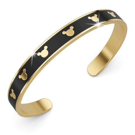 Bullion Gold Mickey Mini Enamel Cuff Bangle Black Gold