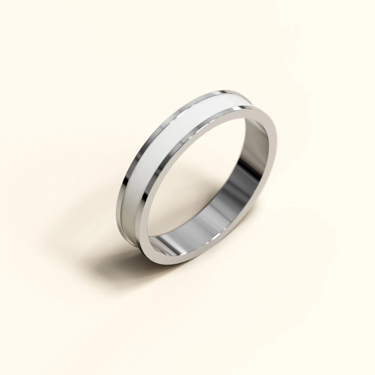 Bullion Gold Ceres Timeless Ring White Enamel Ring in Silver