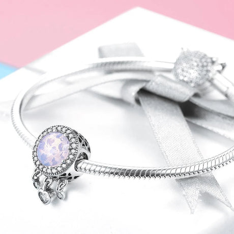 Solid 925 Sterling Silver Trapped Love CZ Charm