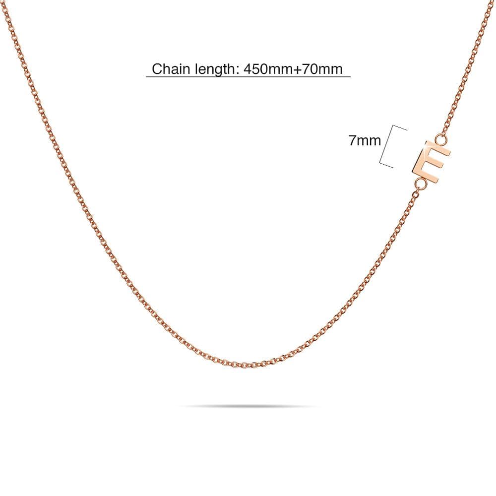Bullion Gold Sparkling Alphabet Initials Stainless Steel Necklace in Rose Gold