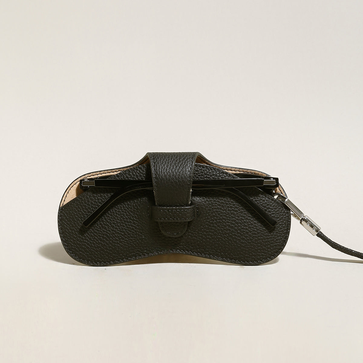 Leather Sunglasses Wrist Pouch - Black