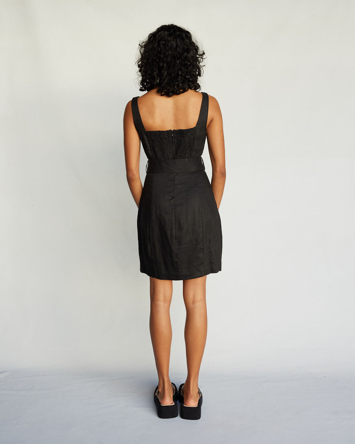 Amelius Silas Linen Mini Dress - Black