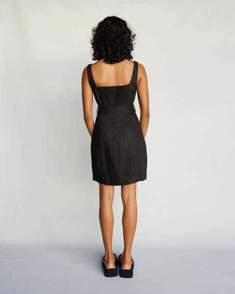 Amelius Silas Linen Mini Dress - Black