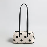 Polka Dot Canvas Barrel Bag - Ivory