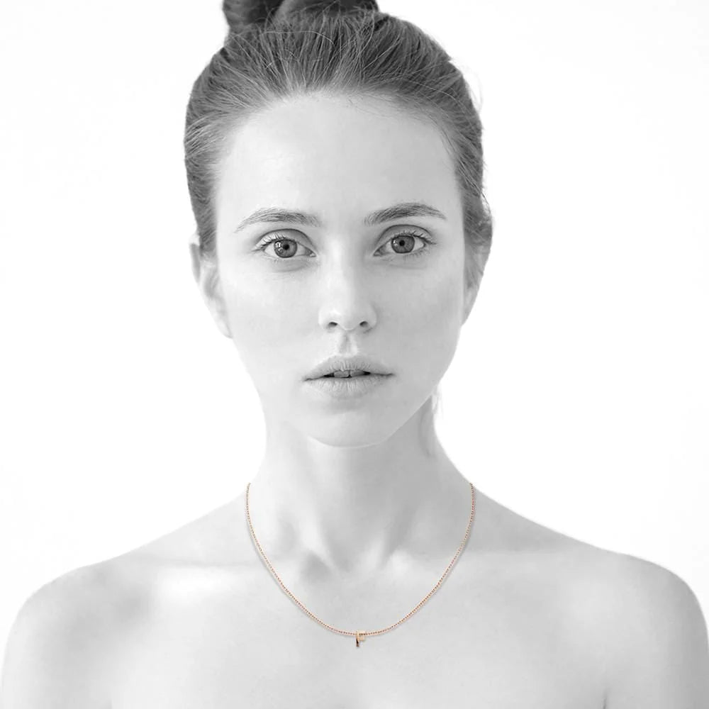 Bullion Gold Initials Brick Alphabet Letter Necklace Rose Gold Layered Steel Jewellery