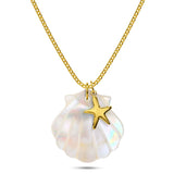 Bullion Gold Pearl Shell & Gold Starfish Necklace
