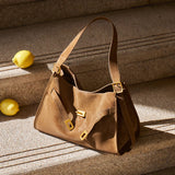 Nalandu Luxe Slouch Lock Shoulder Bag - Camel