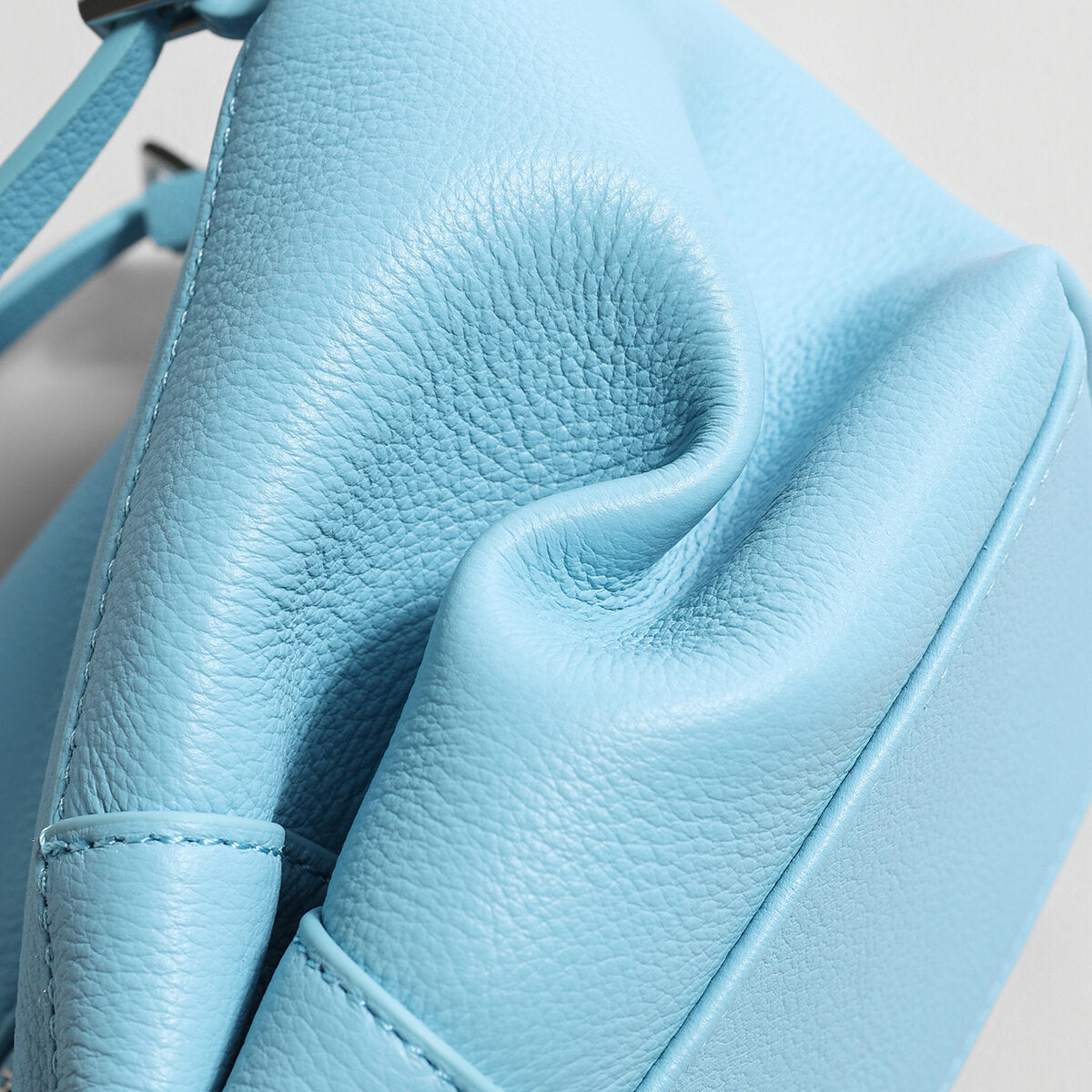 Pebbled Leather Pillow Shoulder Bag - Blue