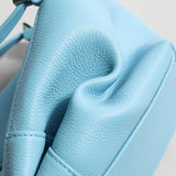 Pebbled Leather Pillow Shoulder Bag - Blue