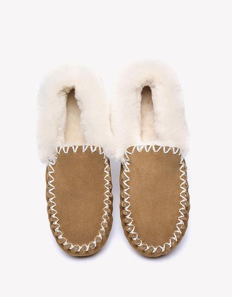 Popo Cow Suede Moccasin in Chestnut