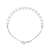 Bracelet Real Cultured Freshwater Pearl Round 6-7 mm - Natural Pearl White - Longueur 42 cm