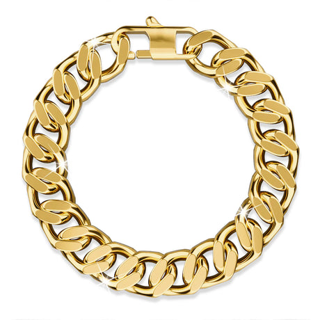 Bullion Gold Muse Cuban Gold Layered Stainless Steel Chain Bracelet