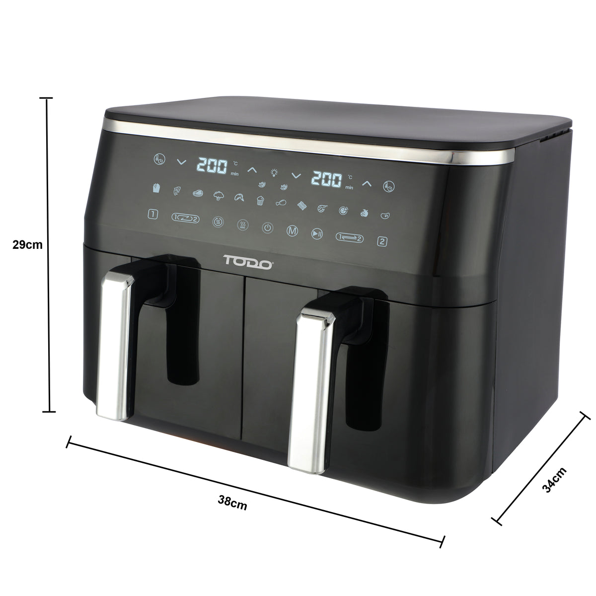 TODO 9L Air Fryer 2400W Dual Basket Digital Control Multi Function Cooker